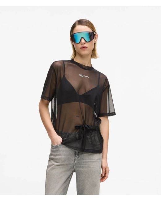 KL Jeans Black Mesh Tie Detail T-Shirt