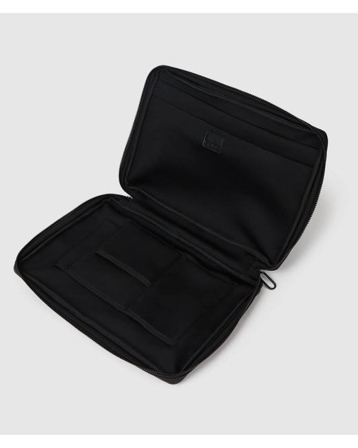 KL Jeans Black Coated Karl Quote Laptop Pouch for men
