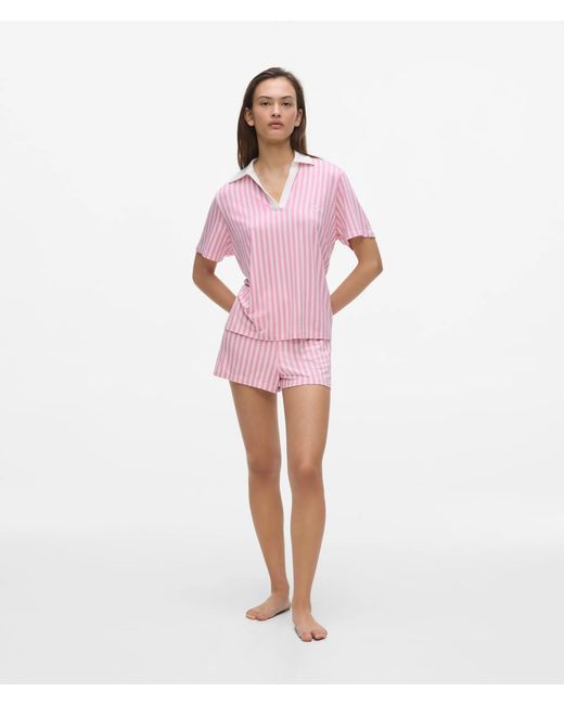 Karl Lagerfeld Pink Signature Stripe Pajama Set