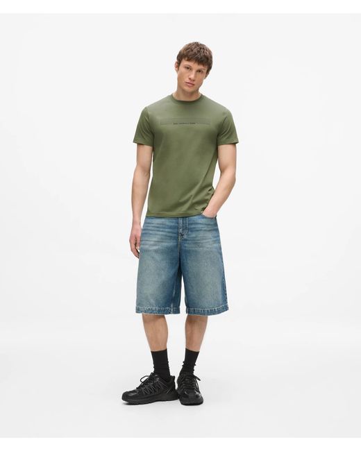 KL Jeans Green Slim Striped Logo T-Shirt for men