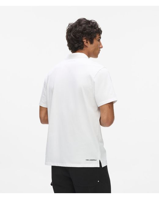 Karl Lagerfeld White Ikon Jersey Polo Shirt for men