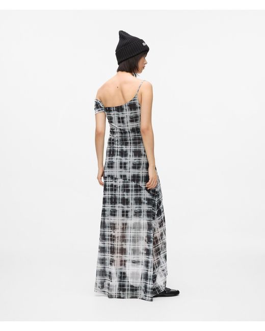 KL Jeans White Checked Mesh Maxi Dress