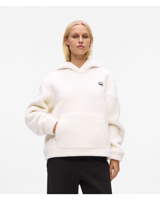 Karl Lagerfeld White Ikon Teddy Hoodie