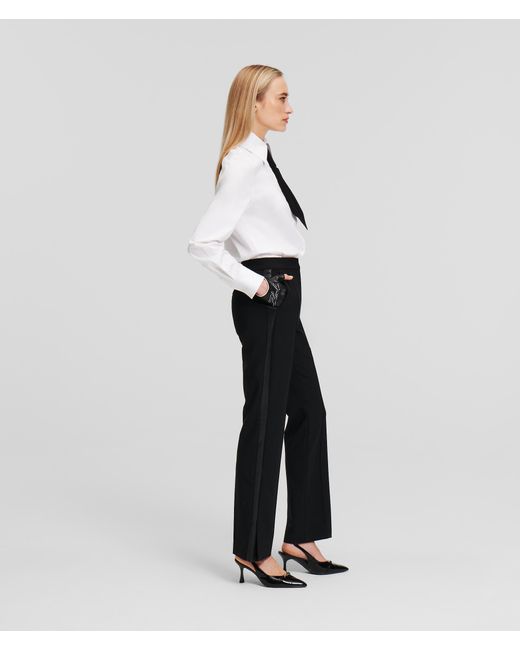 Karl Lagerfeld White Faux-leather Paneled Pants