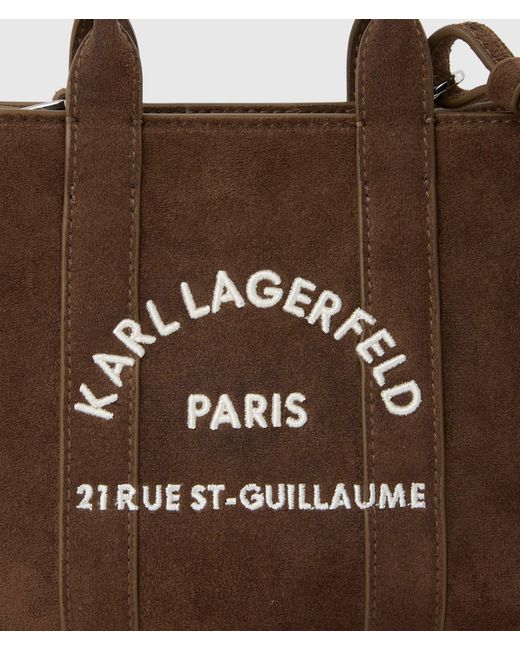 Karl Lagerfeld Brown Rue St-Guillaume Mini Faux-Suede Tote Bag