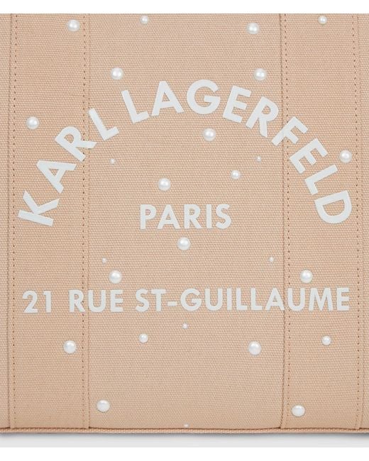 Karl Lagerfeld Pink Exclusive Rue St-Guillaume Faux-Pearls Medium Tote Bag