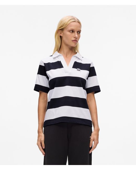 Karl Lagerfeld White Ikon Stripe Polo Shirt