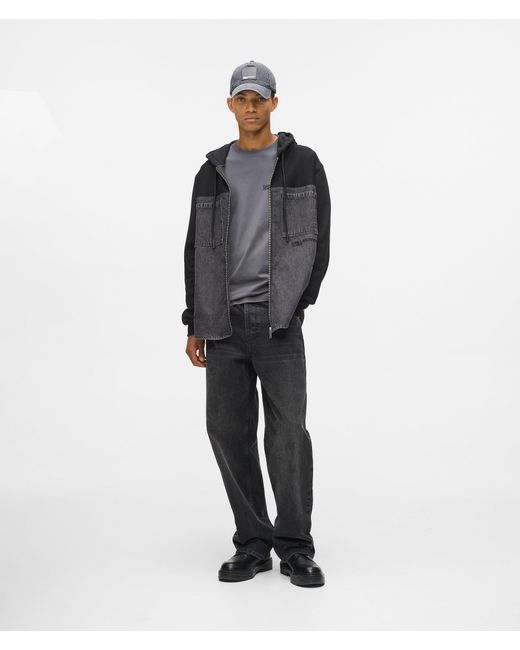 KL Jeans Black Denim Panel Jacket for men