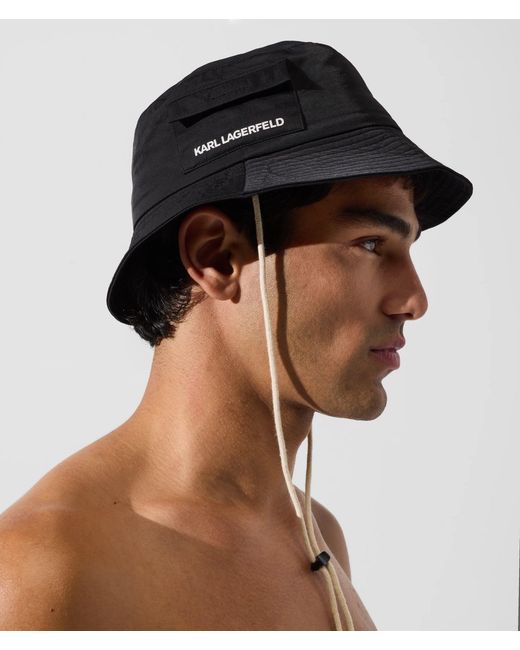 Karl Lagerfeld Black Logo Bucket Hat for men