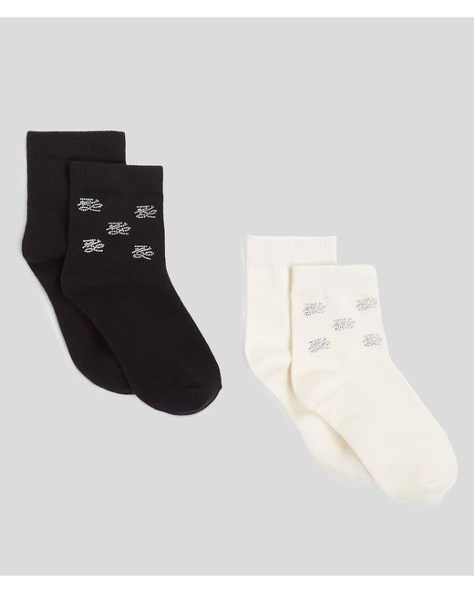 Karl Lagerfeld Black K/Autograph Rhinestone Socks – 2-Pack