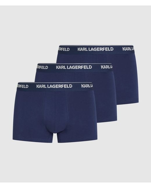 Karl Lagerfeld Blue Metallic Logo Trunks – 3 Pack for men