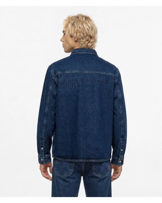 KL Jeans Blue Logo Denim Overshirt for men