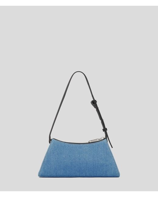 Karl Lagerfeld Blue Metal Logo Denim Shoulder Bag