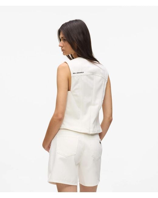 Karl Lagerfeld White Ikon Denim Waistcoat