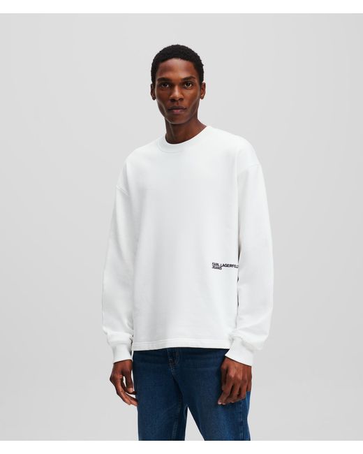 Karl Lagerfeld White Karl Print Graphic Sweatshirt for men