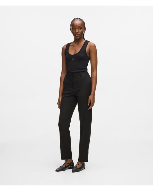 Karl Lagerfeld White Wool-Blend Tailored Pants