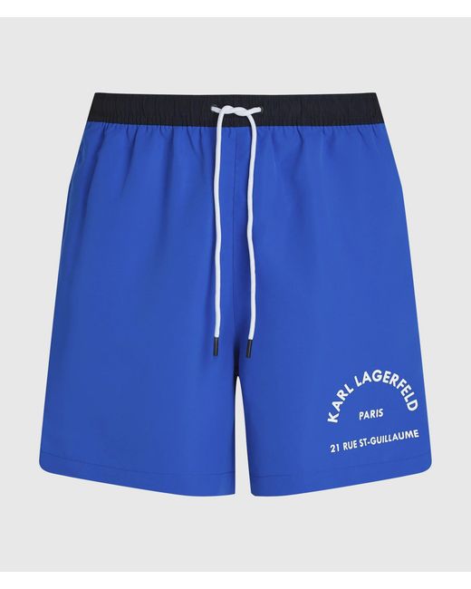 Karl Lagerfeld Blue Rue St-Guillaume Contrast Boardshorts for men