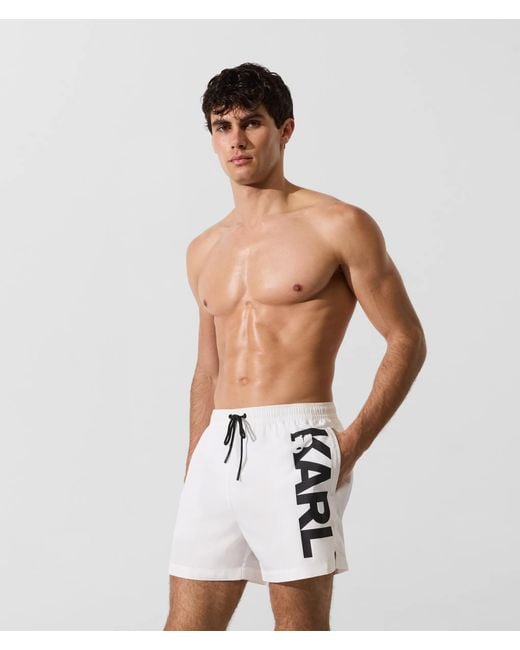 Karl Lagerfeld White Logo Short Boardshorts for men