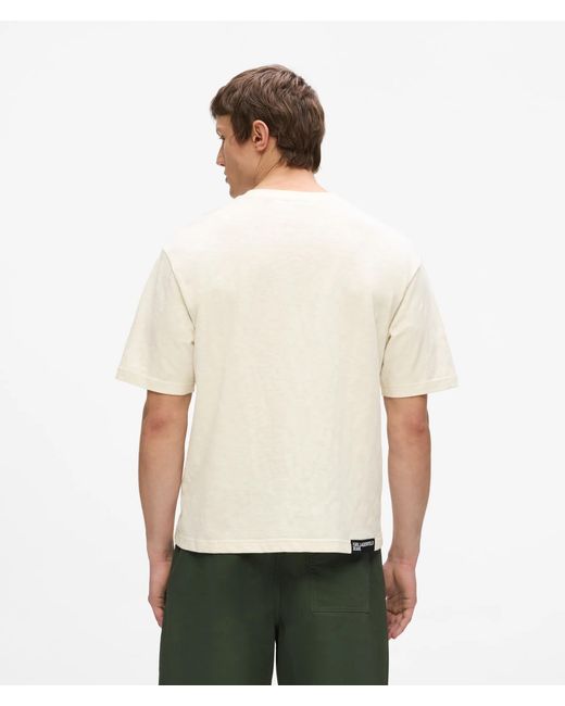 KL Jeans White Distressed Monogram Boxy T-Shirt for men