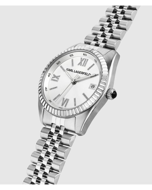 Karl Lagerfeld White Round Logo Watch