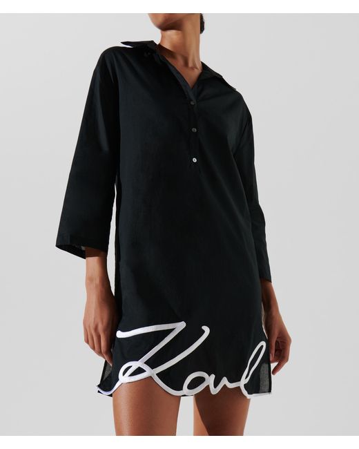 Karl Lagerfeld Black Karl Signature Beach Shirt Dress