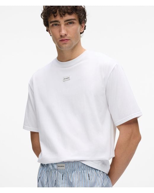 Karl Lagerfeld White Striped Pajama Set for men