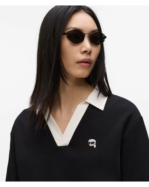 Karl Lagerfeld Black Ikon V-Neck Sweatshirt