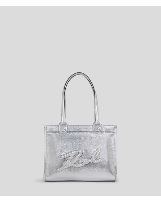 Karl Lagerfeld White K/skuare Grainy Medium Tote Bag