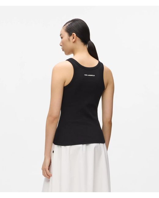 Karl Lagerfeld White Ikon Ribbed Tank Top