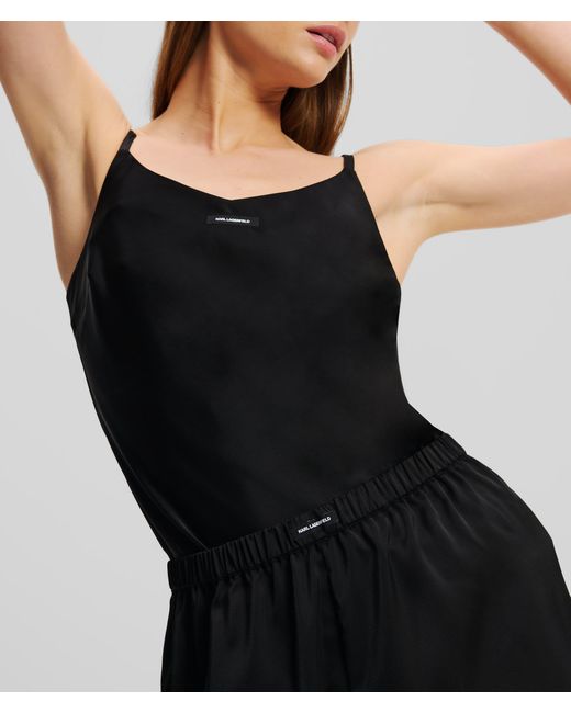 Karl Lagerfeld Black Pyjama-Set Aus Satin Mit Logo, Damen, Größe