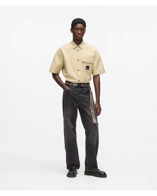 KL Jeans Natural Short-Sleeved Linen Blend Shirt for men