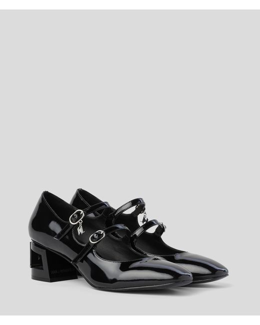 Karl Lagerfeld Black Tetra Heel Double Strap Shoes
