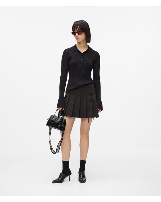 KL Jeans Black Pleated Tie-Detail Mini Skirt