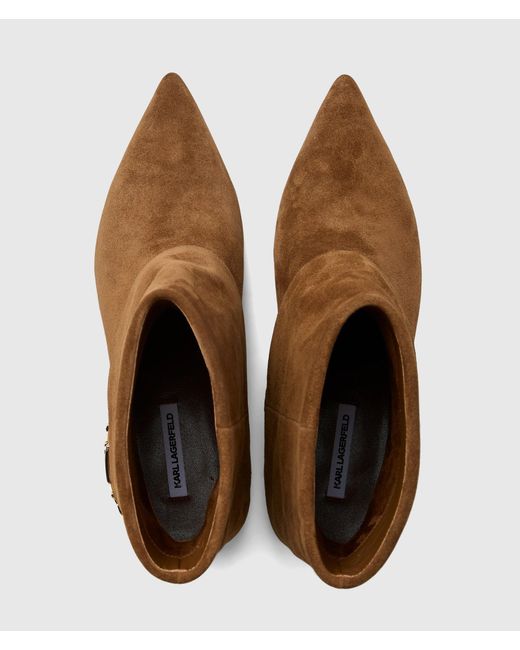 Karl Lagerfeld Brown Pasha Fold-Down Suede Ankle Boots