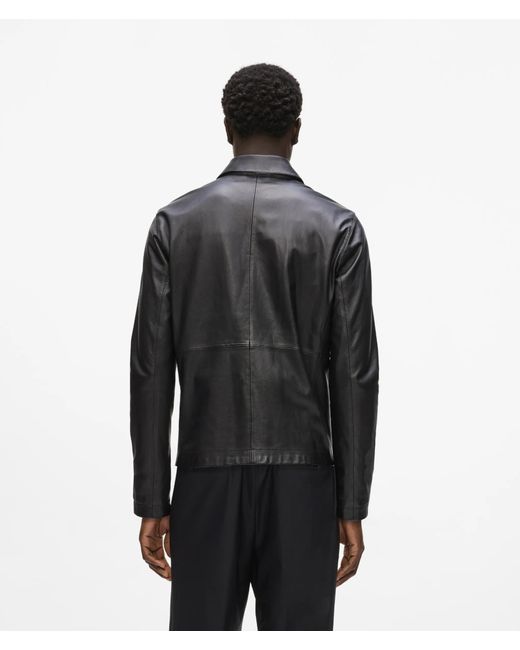 Karl Lagerfeld Black Zip-Up Leather Jacket for men