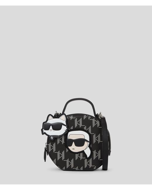 Karl Lagerfeld Black K/ikonik Monogram Round Crossbody Bag