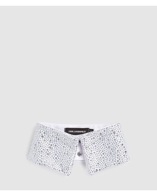 Karl Lagerfeld White Rhinestone Collar Handpicked By Hun Kim
