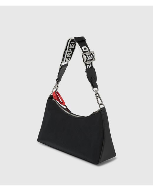 Karl Lagerfeld Black Ikon Nylon Charm Shoulder Bag
