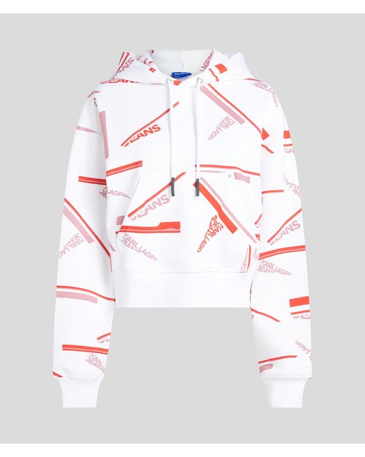 Sweat À Capuche Cropped Détendu Avec Imprimé Intégral Karl Lagerfeld en coloris Red