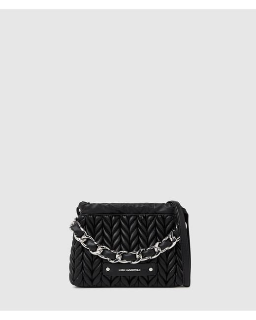 Karl Lagerfeld Black K/Weave Chain Crossbody Bag