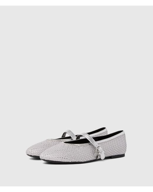 Karl Lagerfeld White Karo Gemstone Mesh Mary Janes