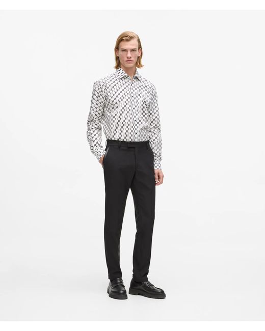 Karl Lagerfeld Gray All-Over Monogram Shirt for men