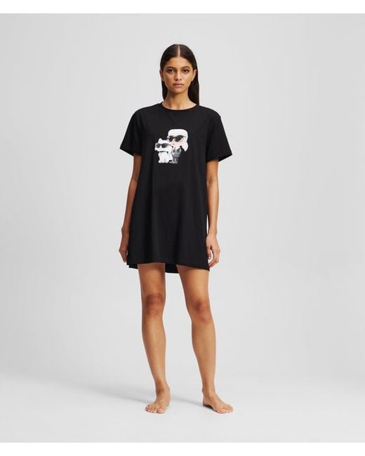 Karl Lagerfeld Black Ikon T-Shirt Pajama Dress