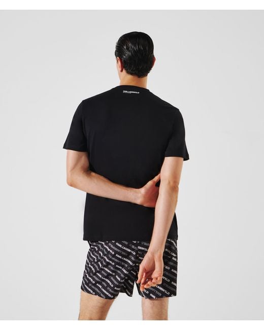Karl Lagerfeld Black Logo Beach T-Shirt for men