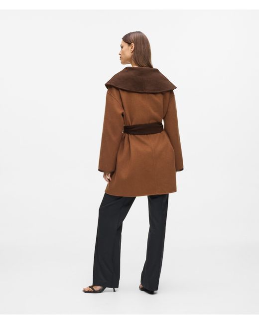 Karl Lagerfeld Brown Reversible Wool-Blend Coat