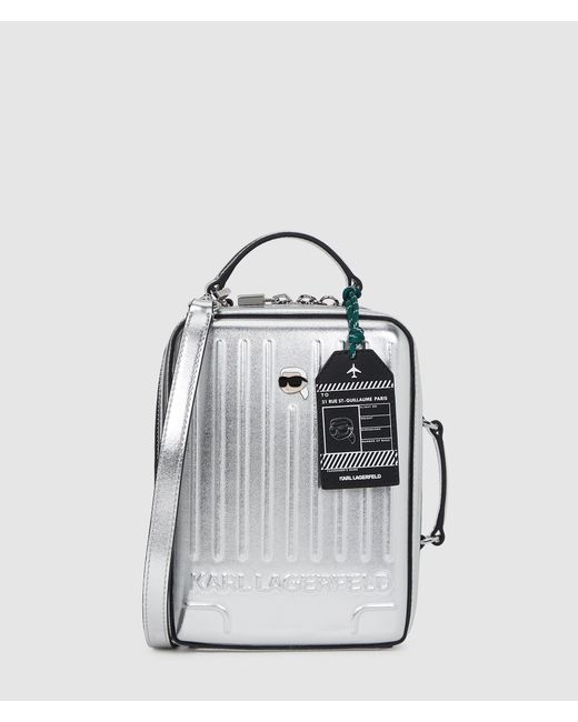 Karl Lagerfeld White Ikon Suitcase Crossbody Bag