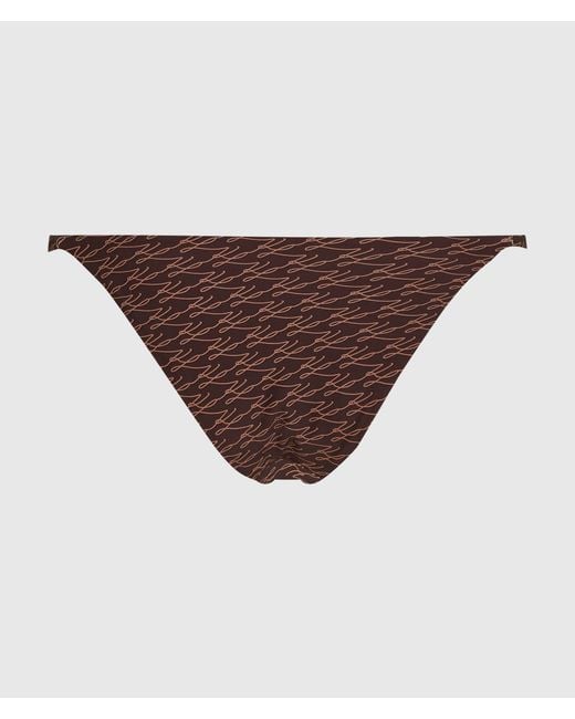 Karl Lagerfeld Brown Autograph Cheeky Tanga Bikini Bottom