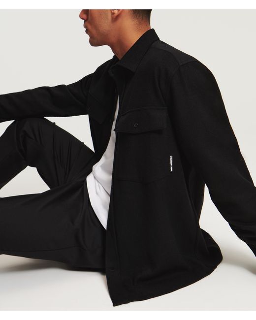 Karl Lagerfeld Black Wool-blend Overshirt for men