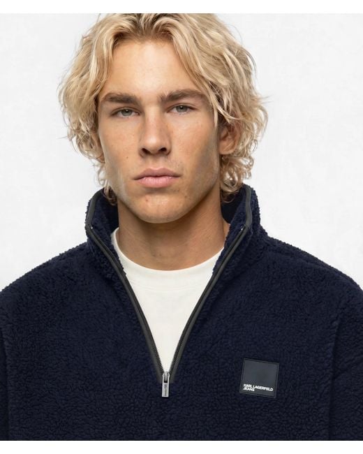 KL Jeans Blue Half-Zip Fleece Sweatshirt for men