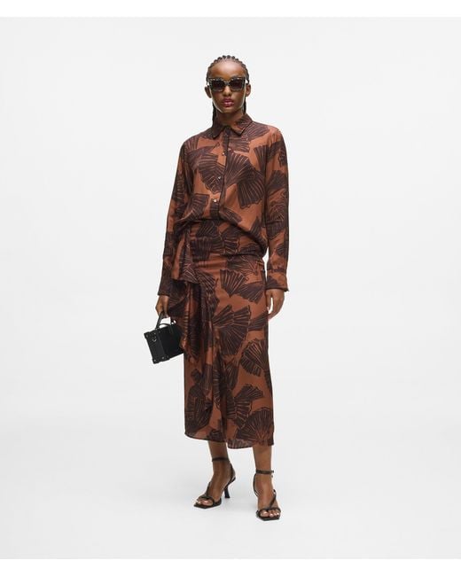 Karl Lagerfeld Brown Fan Print Skirt